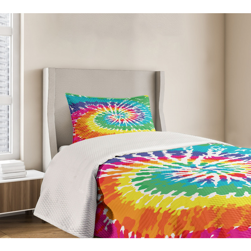 Rainbow Tie Dye Effect Bedspread Set
