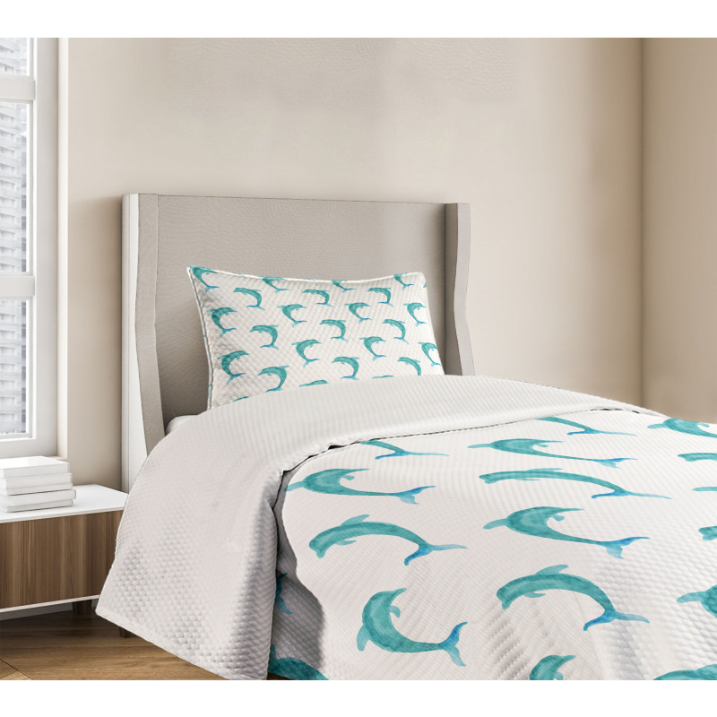 Jumping Dolphin Mammals Bedspread Set