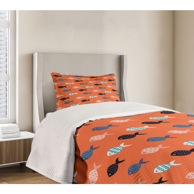 Colorful Fish Shoal Bedspread Set