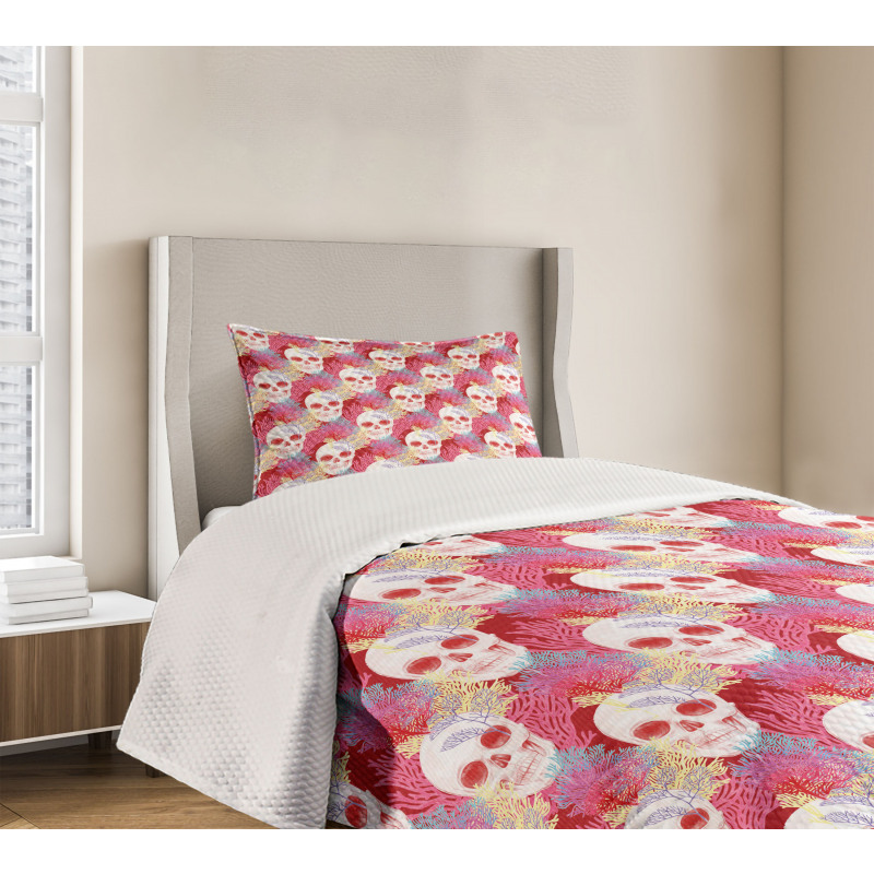 Skull and Corals Bedspread Set