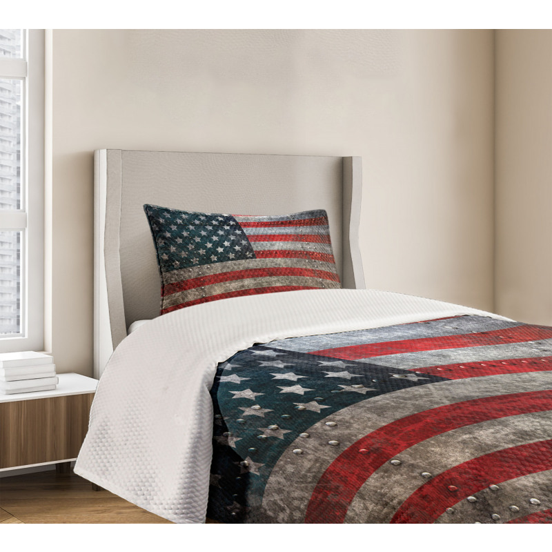 US Flag Plate Bedspread Set