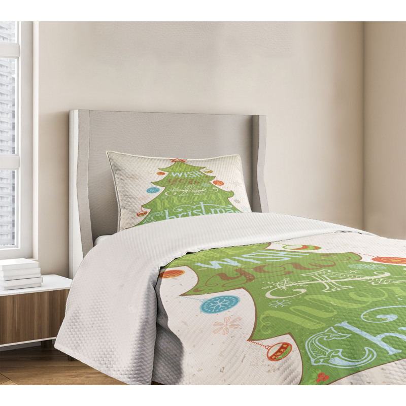 Merry Wish on Pine Tree Bedspread Set