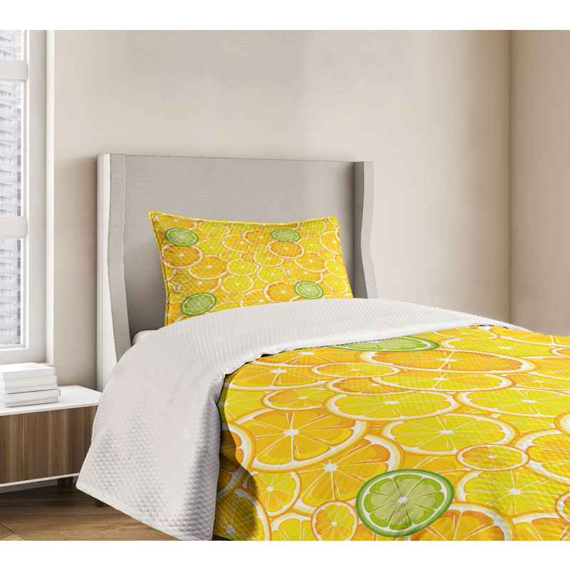 Lemon Orange Circles Bedspread Set