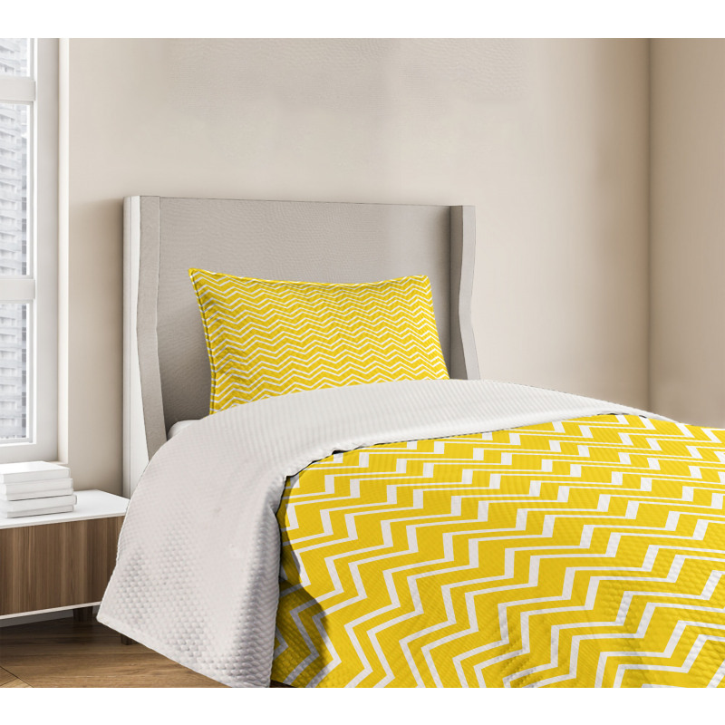 Chevron Pattern Yellow Bedspread Set