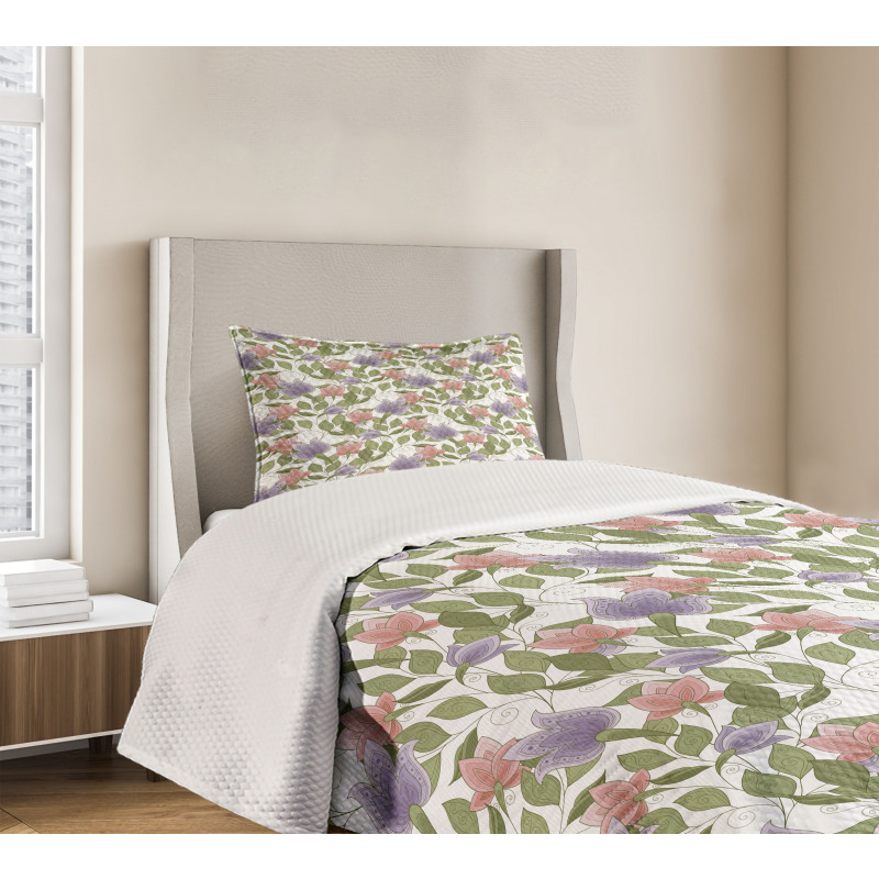 Pastel Tulip Flowers Bedspread Set