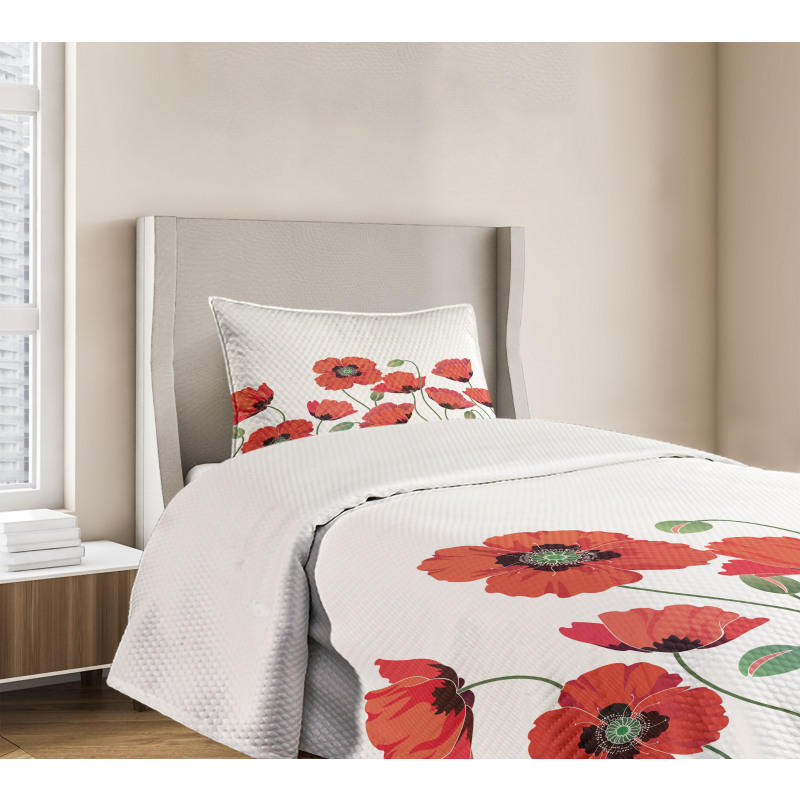 Natural Poppy Garden Bedspread Set
