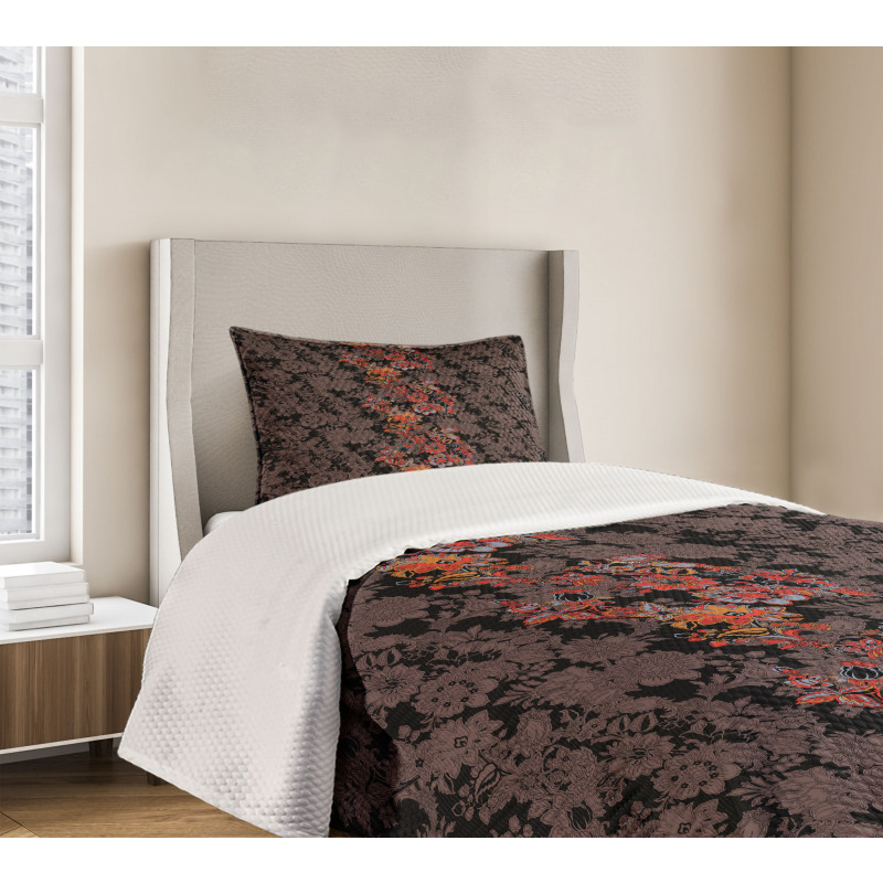 Japanese Vivid Florals Bedspread Set