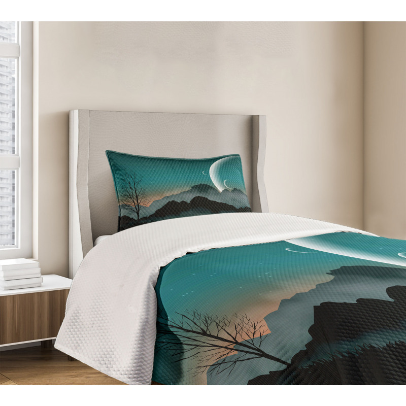 Night Sky on Mountain Bedspread Set