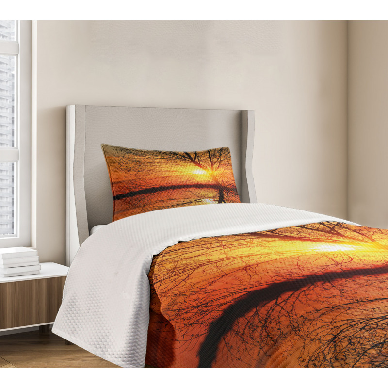 Sunset View with Trees Bedspread Set