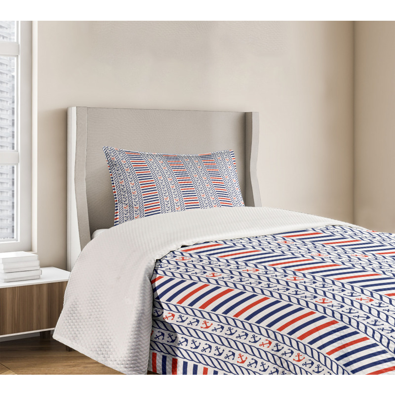 Marine Pattern Stripes Bedspread Set