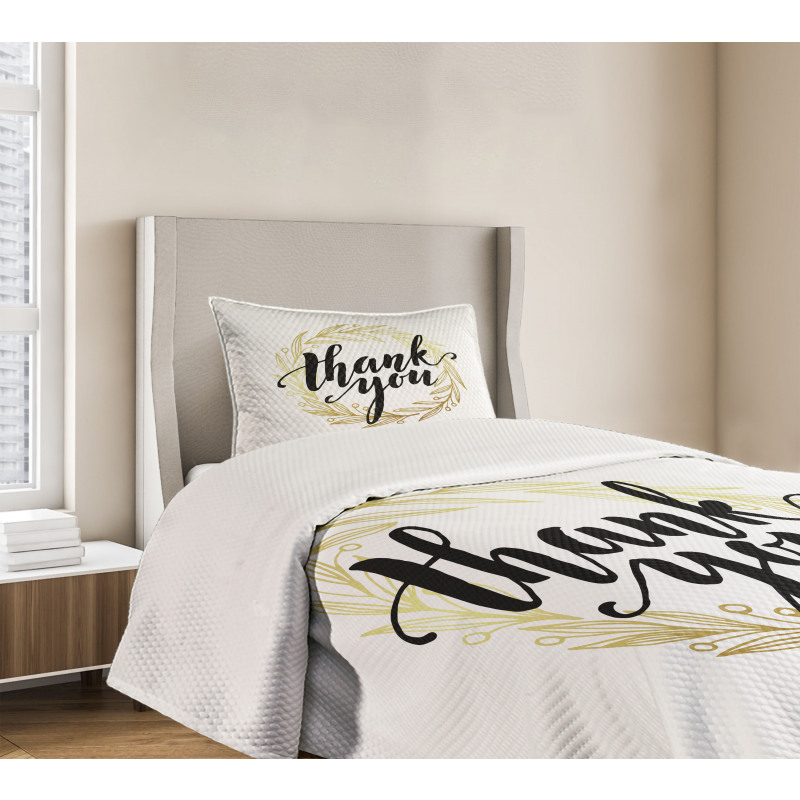 Thank You Words Leaves Bedspread Set