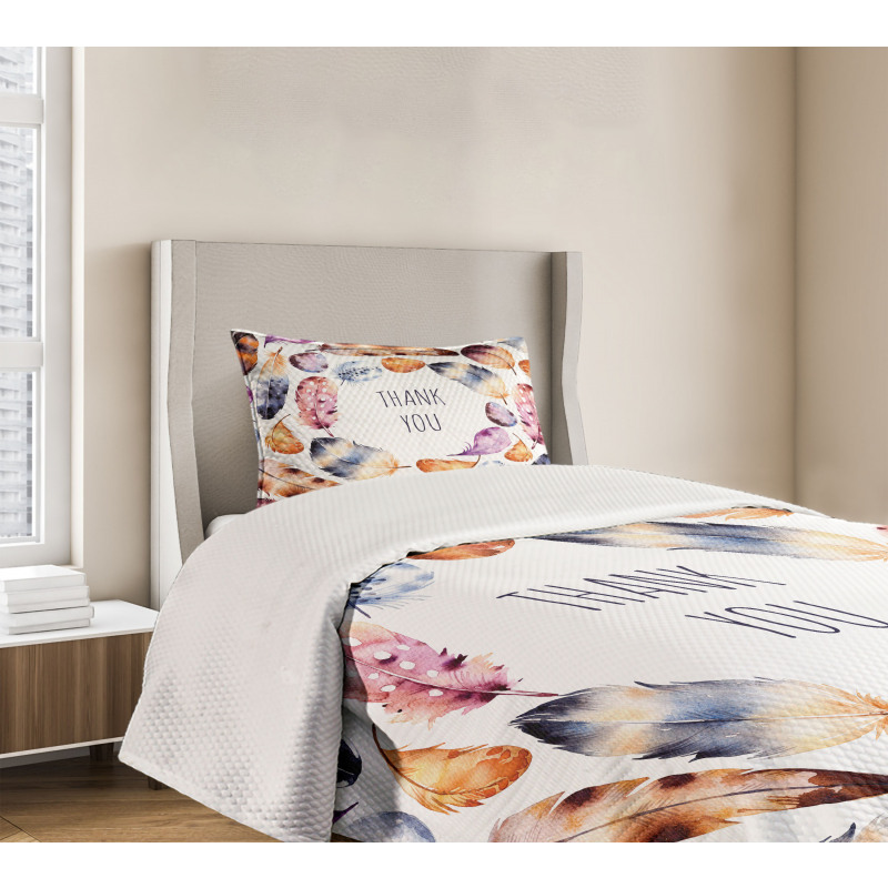 Bird Feathers Thank You Bedspread Set