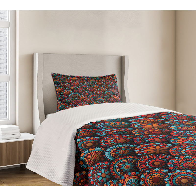 Geometric Floral Forms Bedspread Set