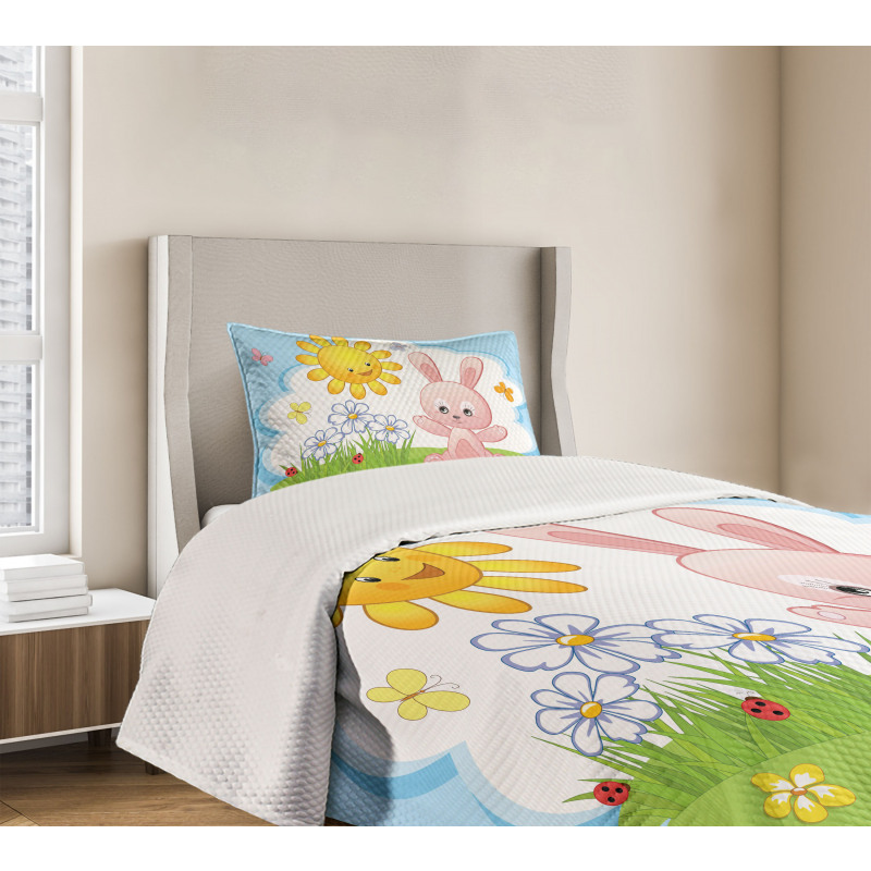 Rabbit in Garden Bedspread Set