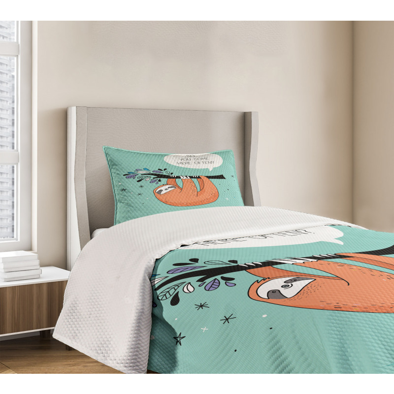 Flirty Sloth Cartoon Bedspread Set
