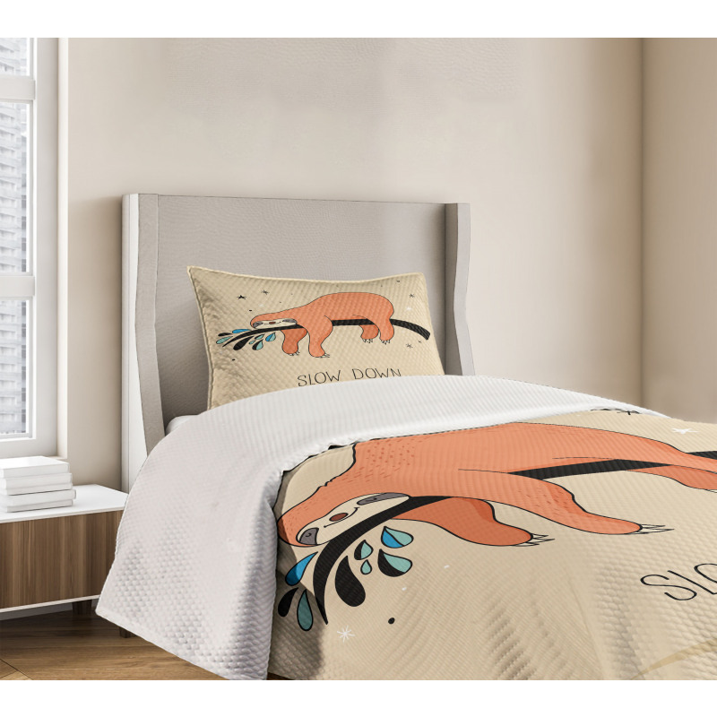 Sleepy Sloth Cartoon Bedspread Set