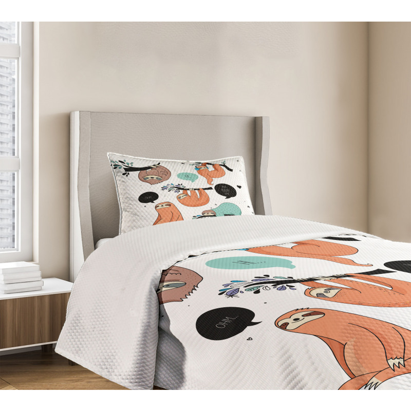 Smiling Sloth Cartoon Bedspread Set