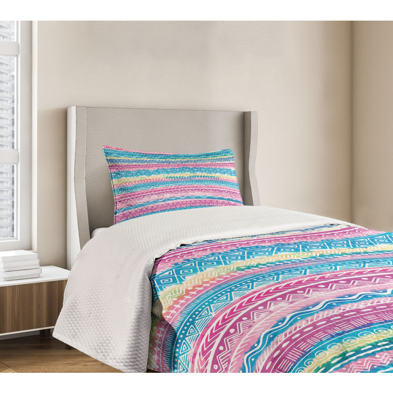 Watercolor Aztec Stripes Bedspread Set