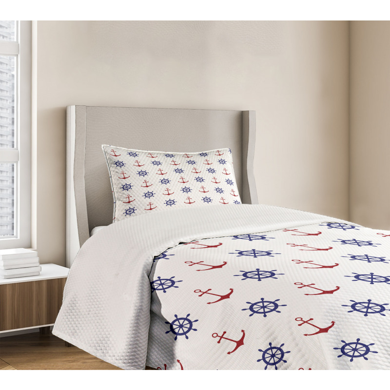 Anchors and Ship Wheels Bedspread Set