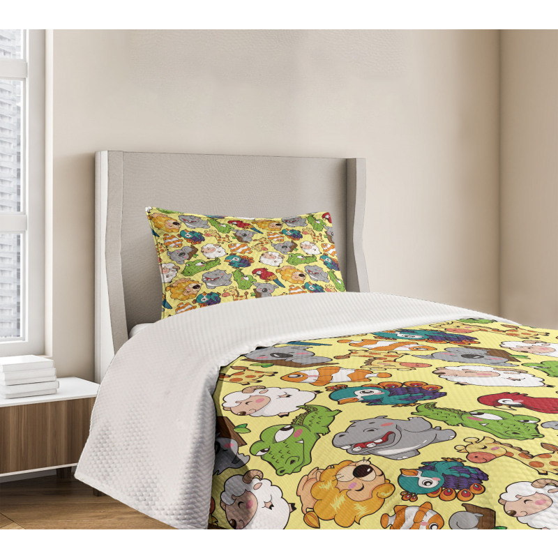 Hippo Giraffe Koala Bedspread Set