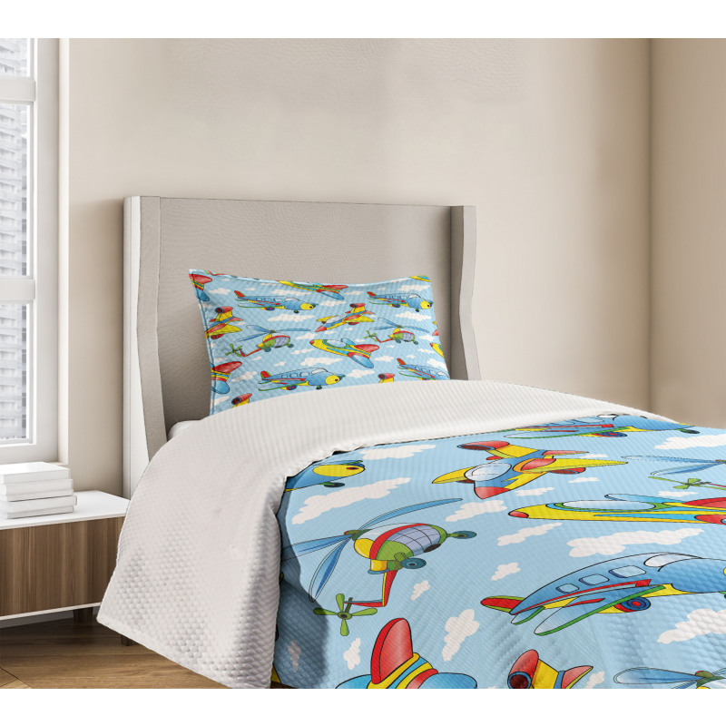 Planes and Helicopters Bedspread Set