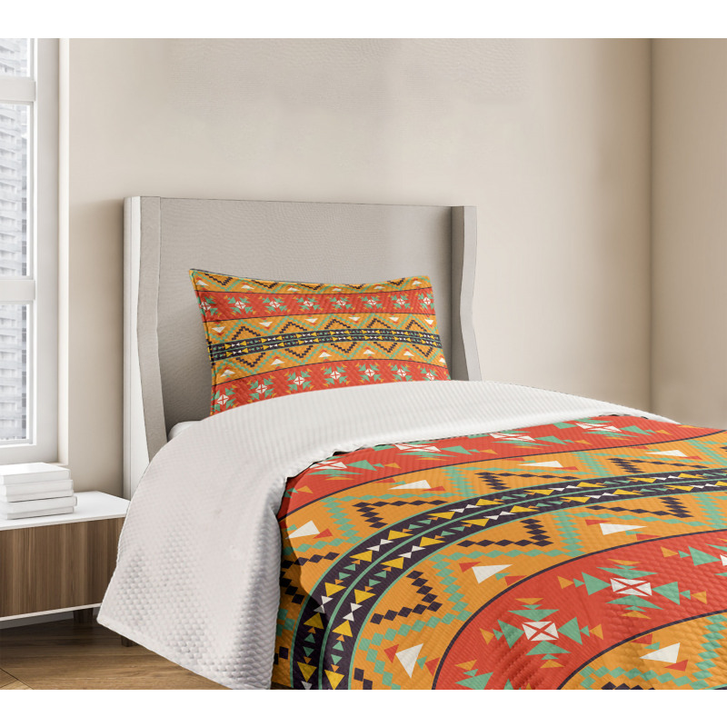 Tribal Aztec Motifs Bedspread Set