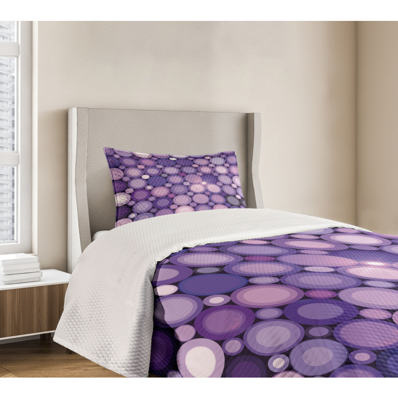 Geometric Violet Circles Bedspread Set