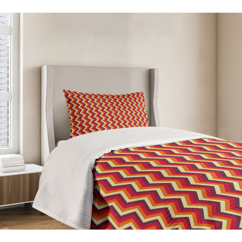 Zig Zag Chevron Stripes Bedspread Set