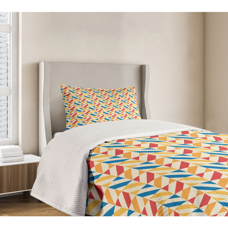 Diagonally Striped Squares Bedspread Set
