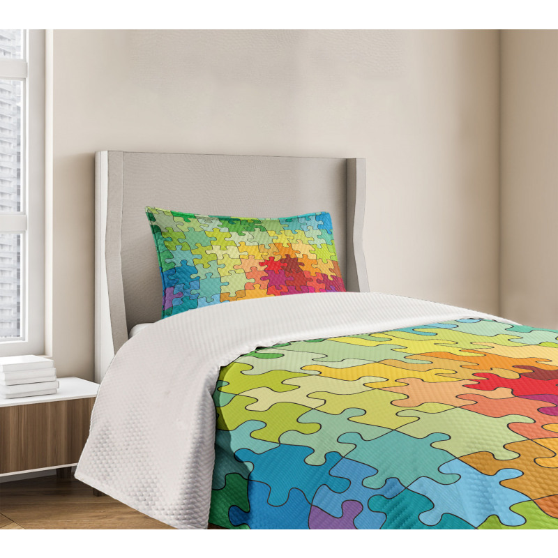 Colored Hobby Puzzle Bedspread Set