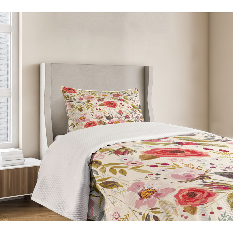 Flowers Roses Blooms Bedspread Set