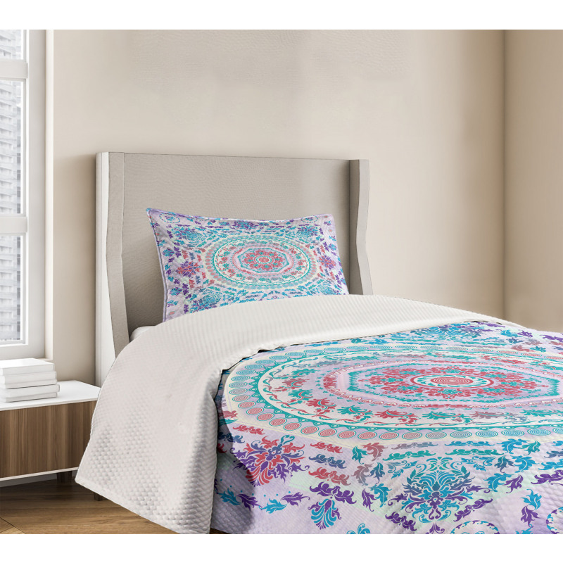 Floral Medallion Design Bedspread Set