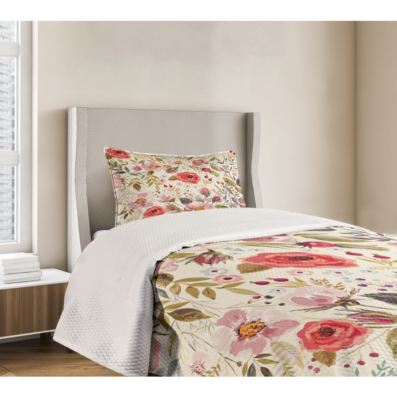 Abstract Flowers Roses Bedspread Set