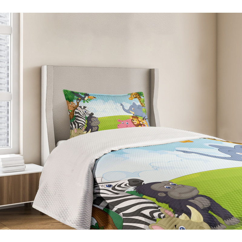 Kids Safari Animals Bedspread Set