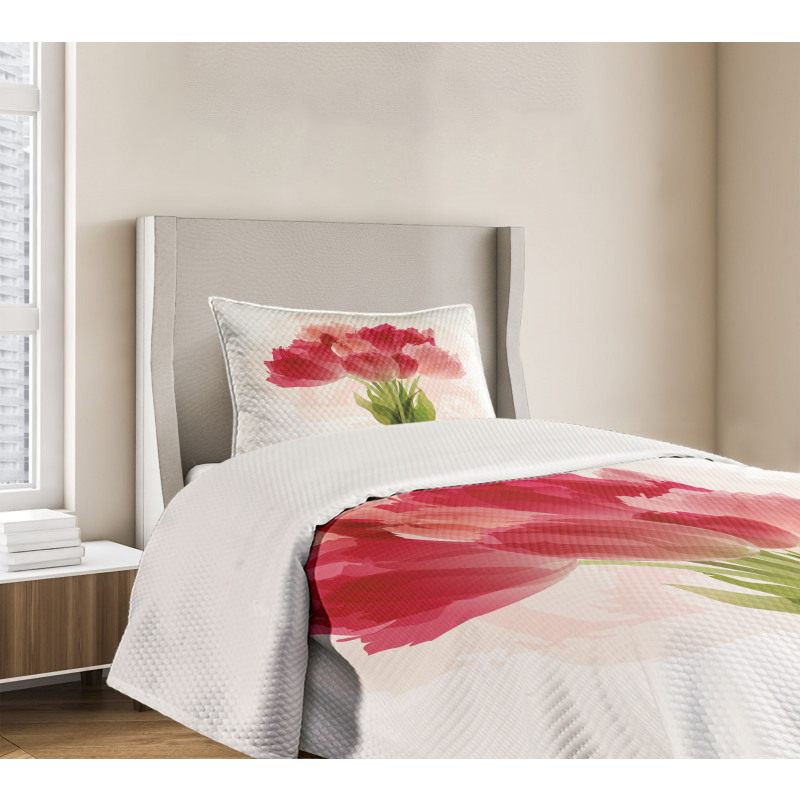 Watercolor Tulip Bouquet Bedspread Set