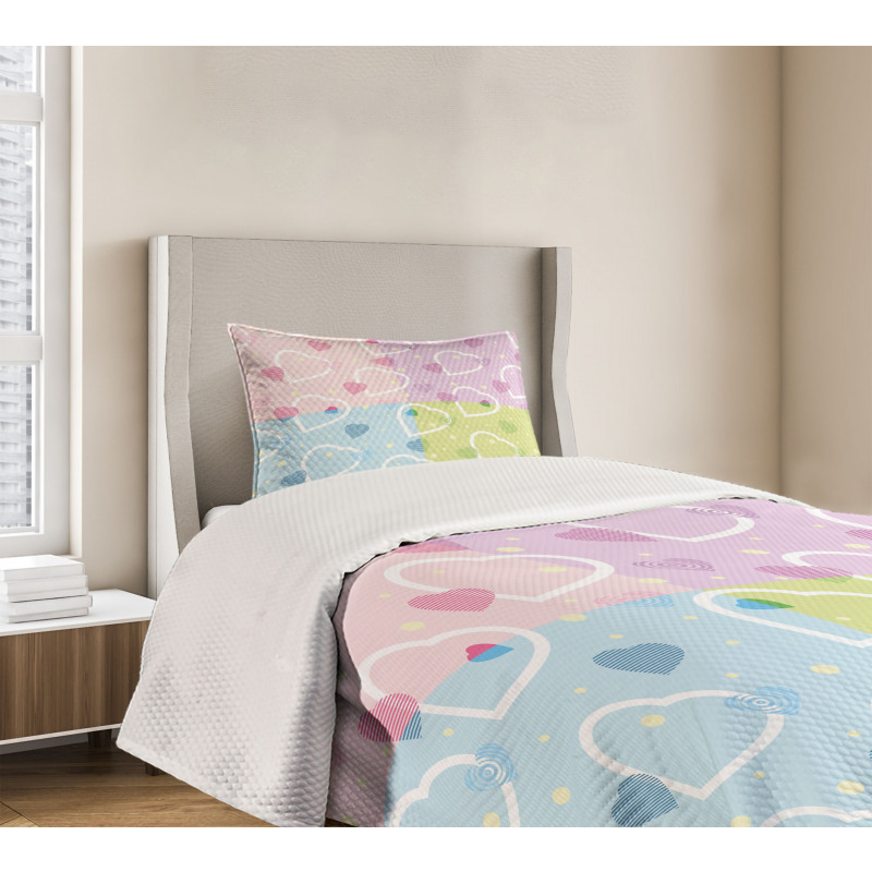 Hearts Dots Colorful Bedspread Set