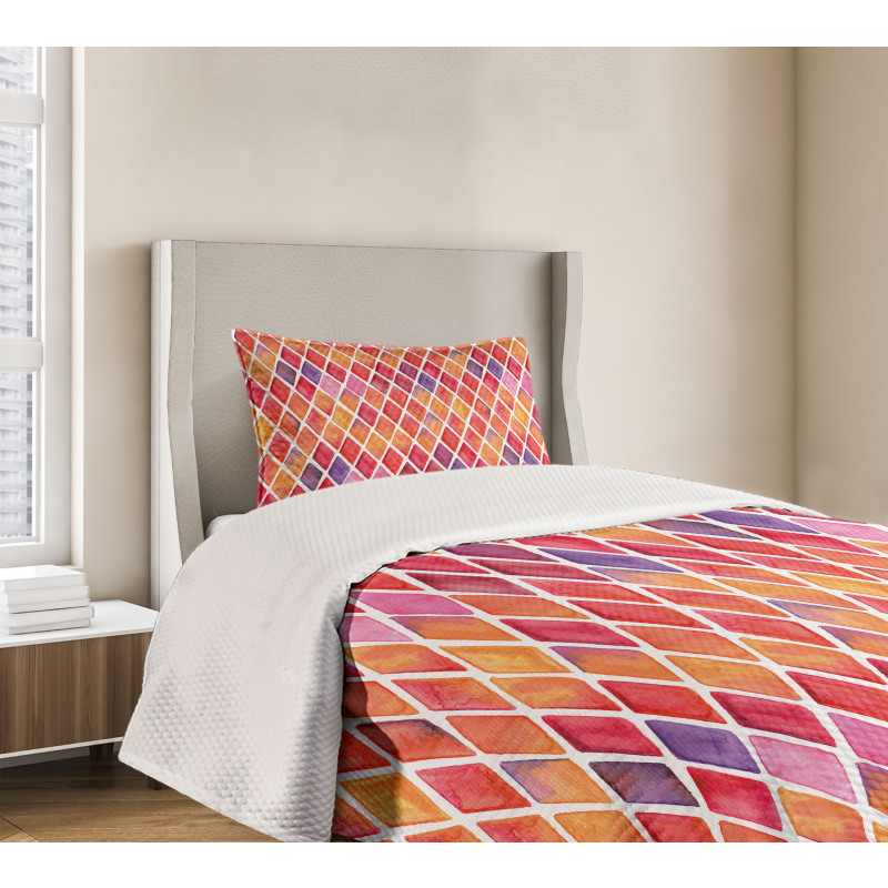 Diamond Shapes Mosaic Bedspread Set