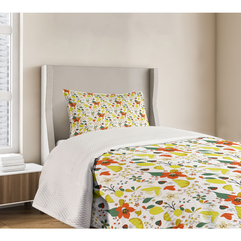 Spring Lemons Leaves Bedspread Set