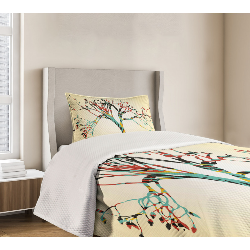 Abstract Colorful Tree Bedspread Set