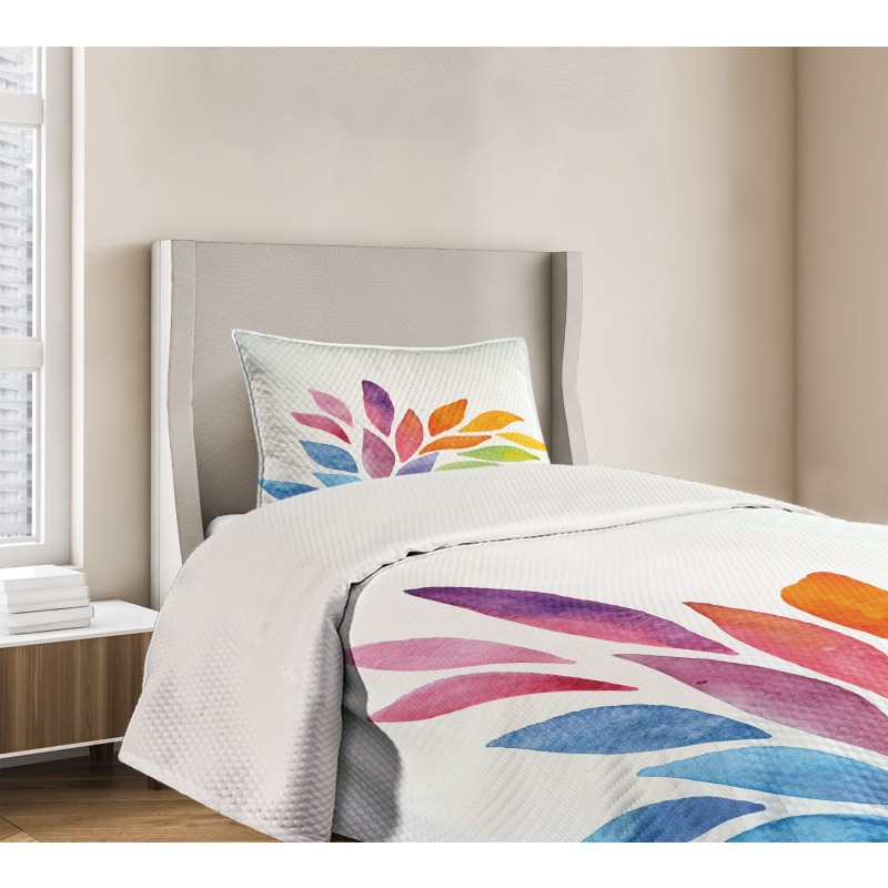 Rainbow Colored Flower Bedspread Set