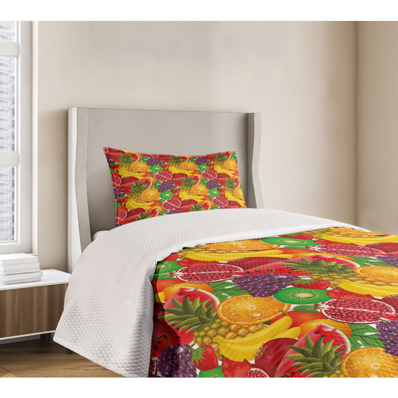 Tropical Fresh Fruits Bedspread Set