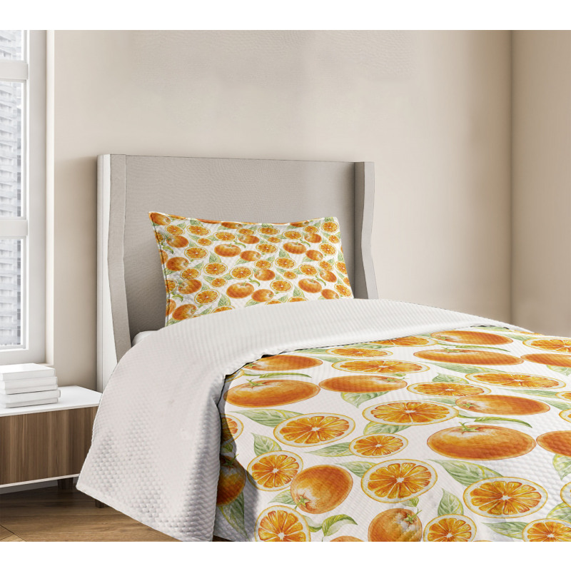 Juicy Orange Fruits Art Bedspread Set