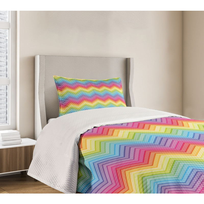 Colorful Vivid Chevron Bedspread Set