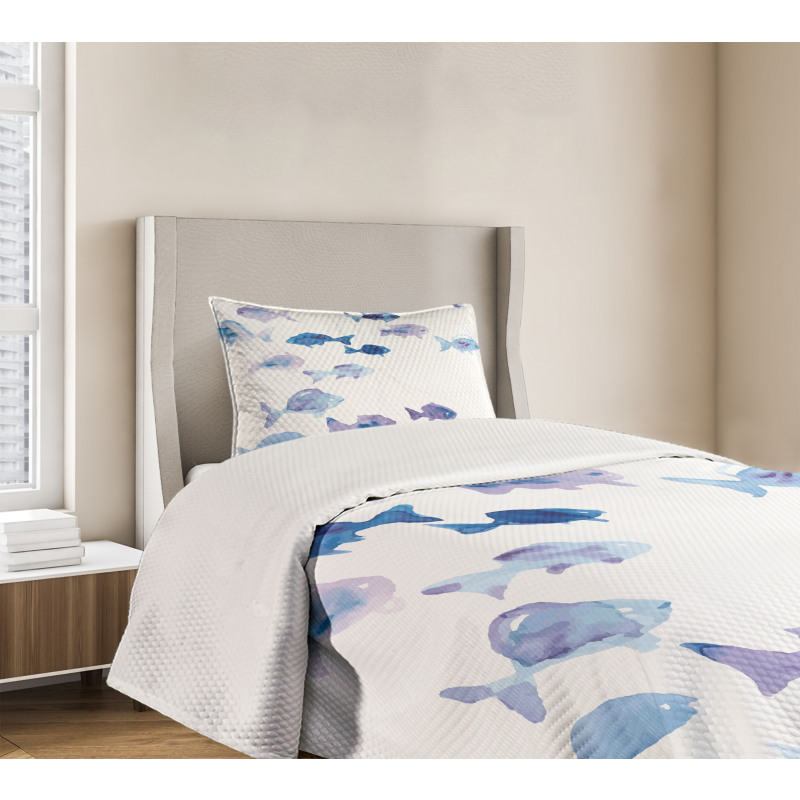 Watercolor Fishes Bedspread Set