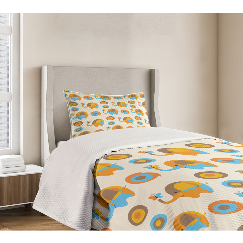 Elephant Butterfly Bedspread Set