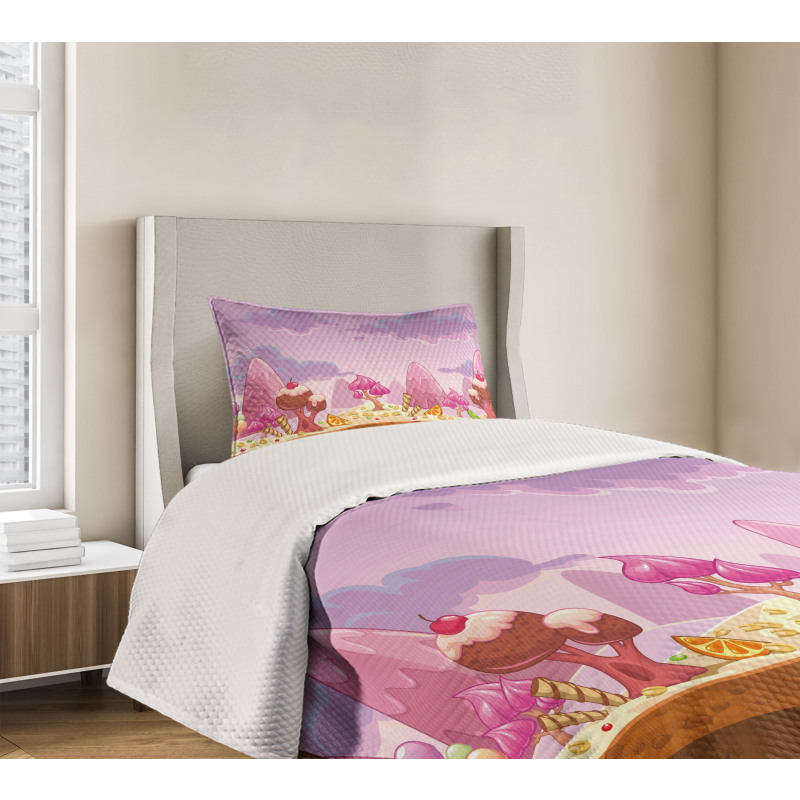 Cartoon Candy Land Bedspread Set