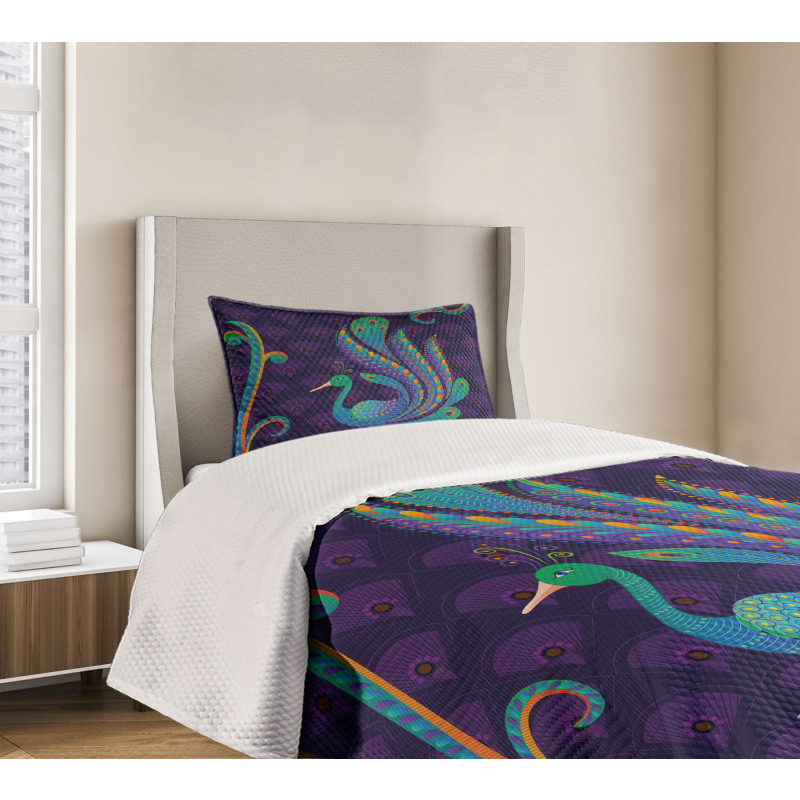 Oriental Bird Feather Bedspread Set