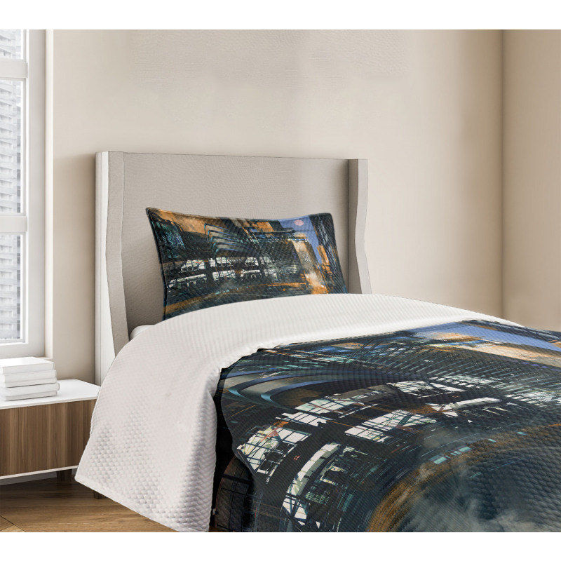 Cyberpunk Cityscape Bedspread Set