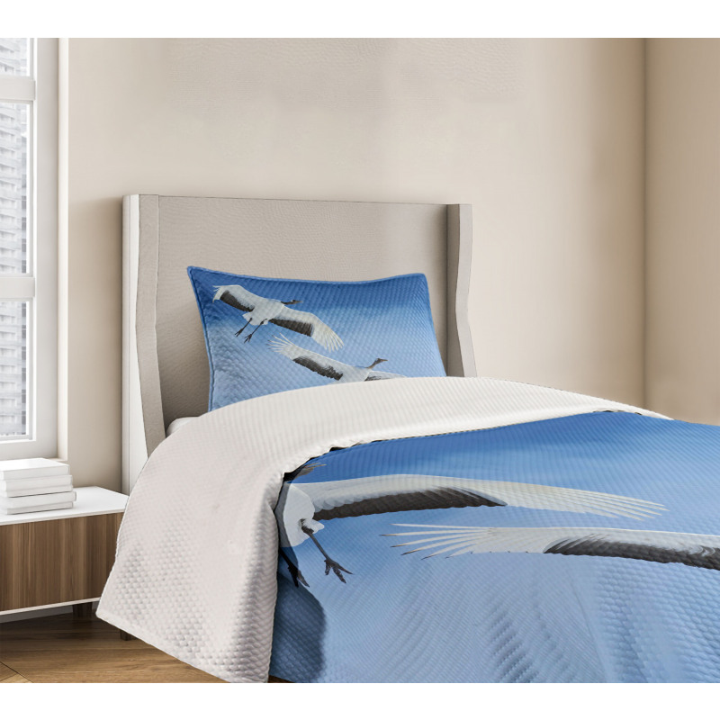 Red Crowned Cranes Japan Bedspread Set