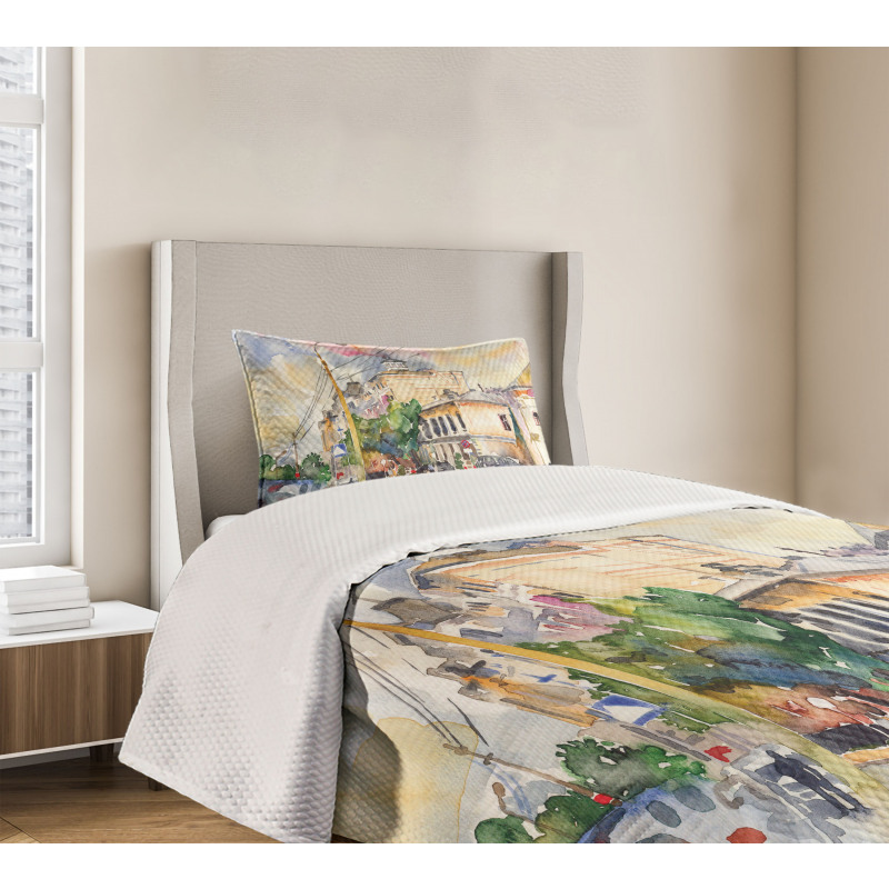 City Street Watercolors Bedspread Set